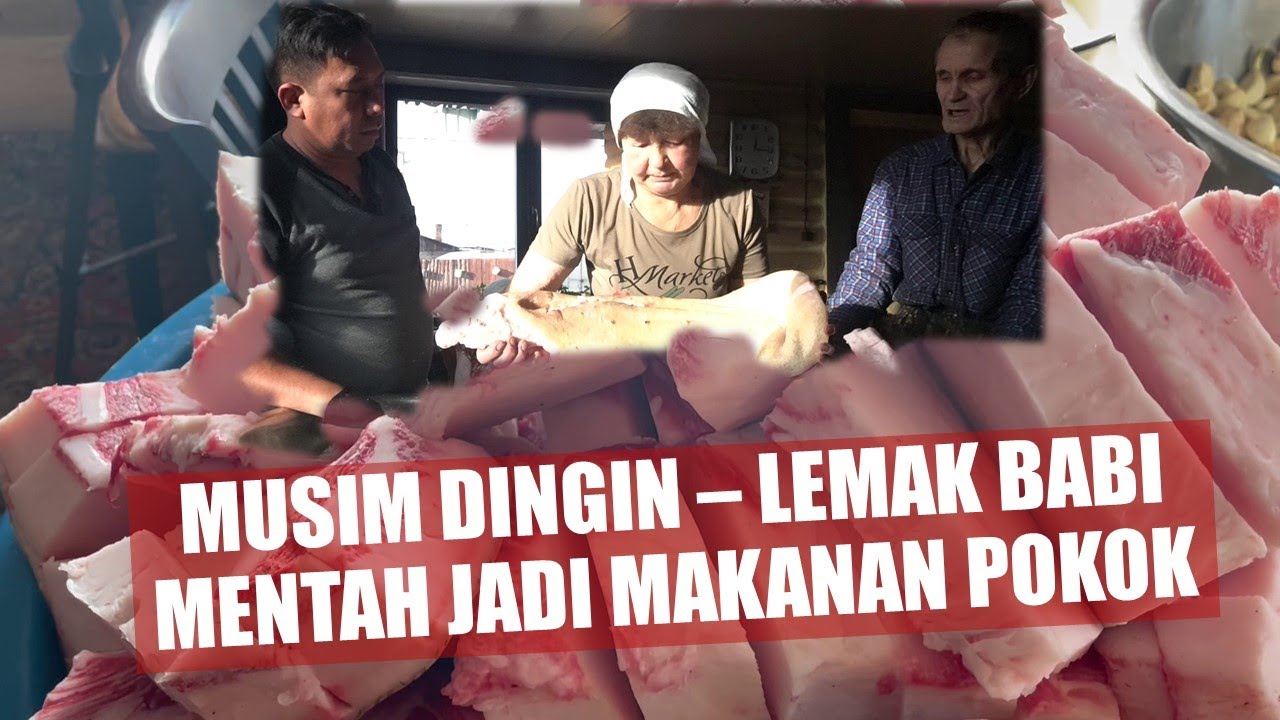 Musim dingin - Lemak babi mentah jadi makanan pokok orang pedesaan di Siberia