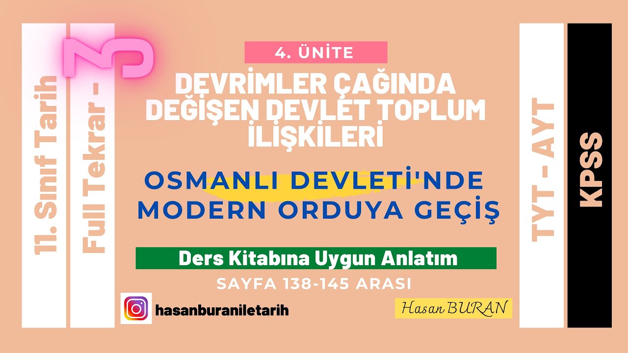 11. Sınıf Tarih 4. Ünite Full Tekrar 3 Osmanlı Devleti'nde Modern Orduya Geçiş (TYT, AYT, KPSS)
