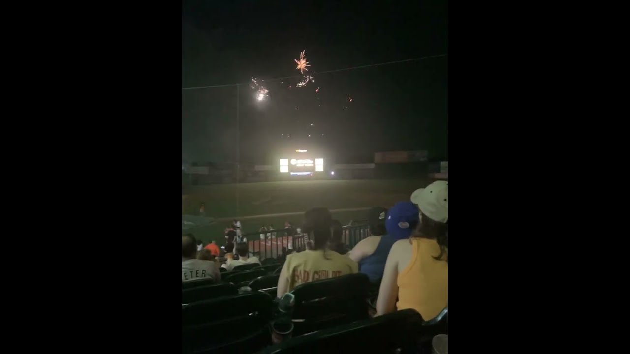 At a ducks game fireworks time yoooo