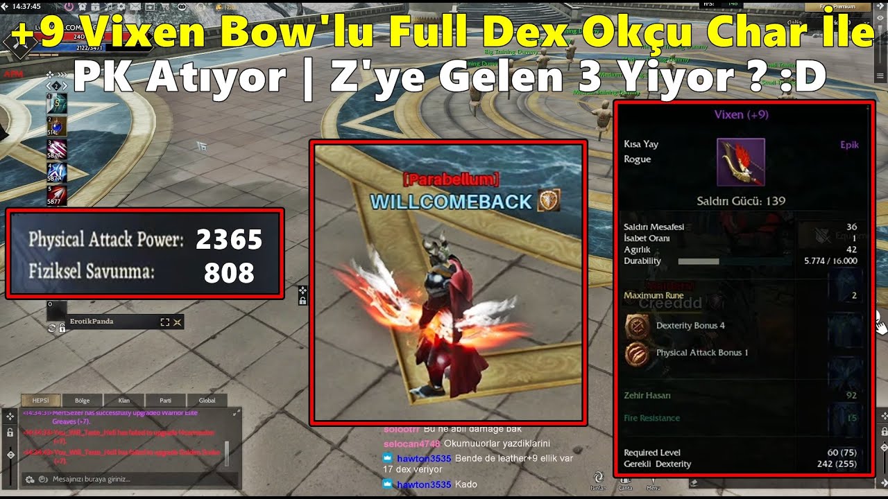 ZeitzquiN | +9 Vixen Bow'lu & Full Dex Okçu İle PK Atıyor | Z'ye Gelen 3 Yiyor :D | Rise Online