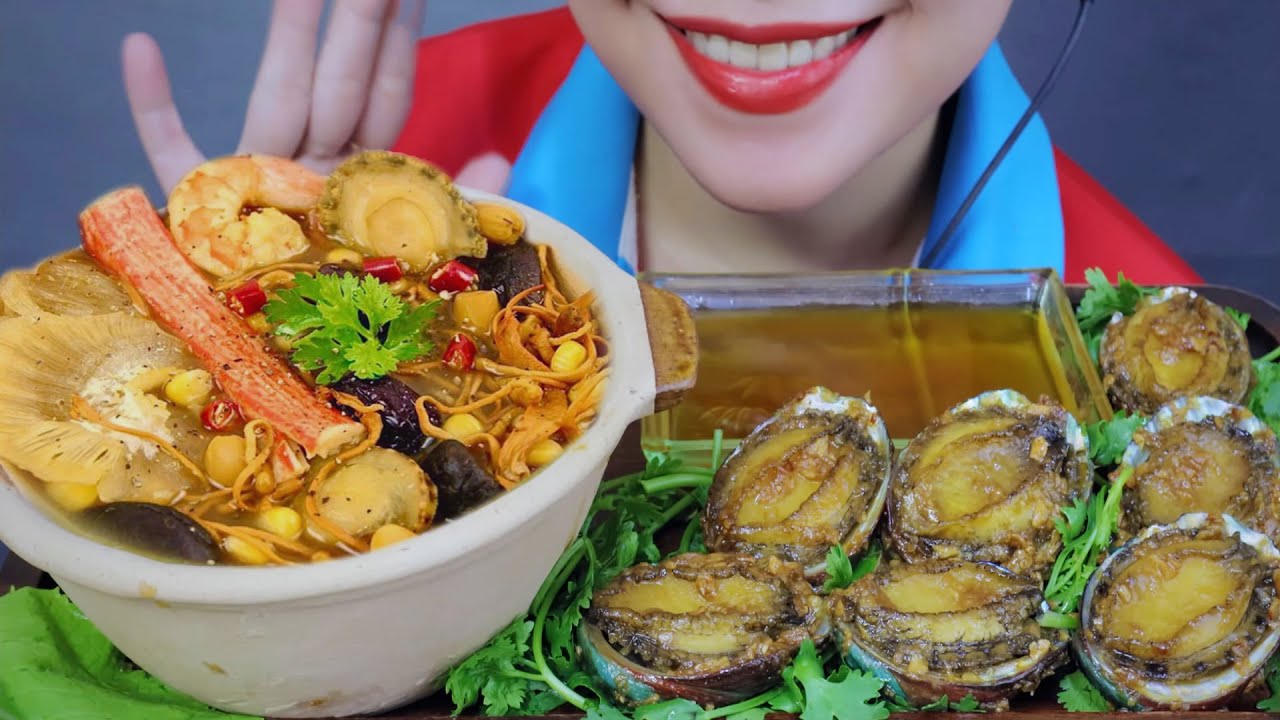 ASMR ABALONE ENGENY SOUP EATING SOUNDS | LINH-ASMR