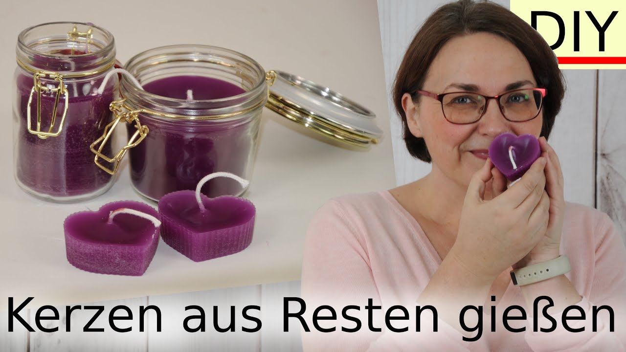 KERZEN GIEßEN | KERZEN SELBER MACHEN mit Kerzen Resten und Lavendelöl | DIY Upcycling