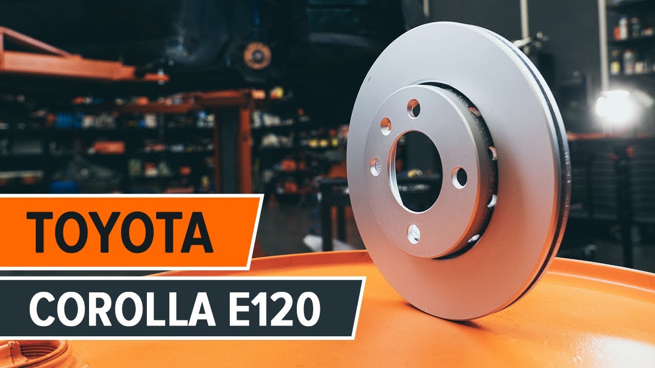 Hoe een voor remschijven, voor remblokken vervangen op een TOYOTA COROLLA E120