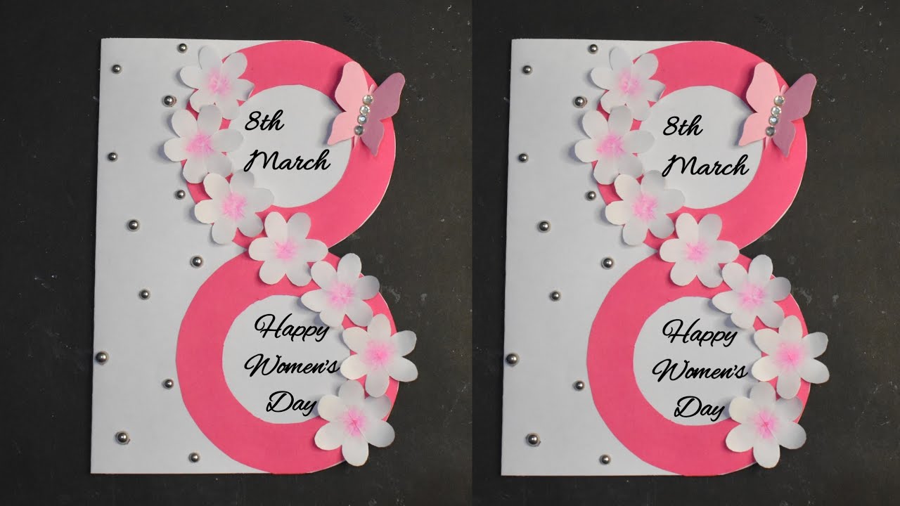 8th March Women's Day Greeting Card | How to make Greeting Cards for Women's Day | Handmade Greeting