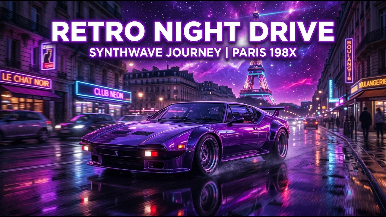Paris Under Neon Stars ✨ Retro Night Drive