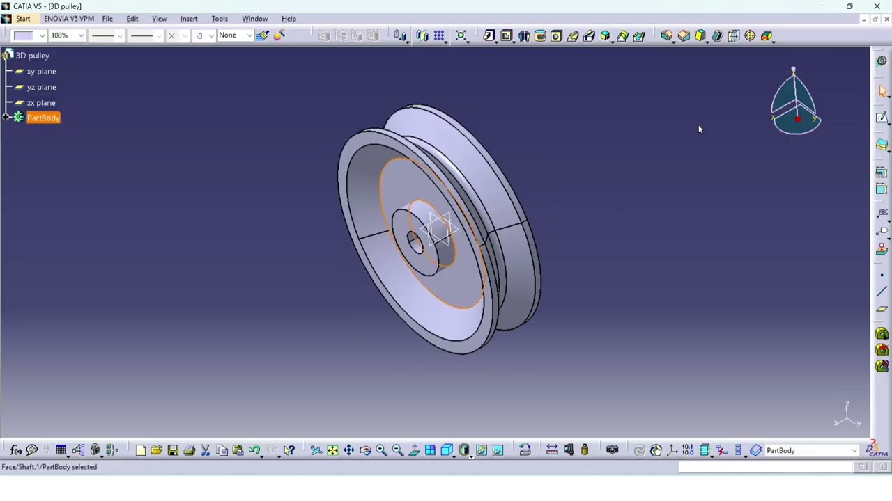 CATIA V5 Beginner Tutorial | Solid Model Exercise 18 – Pulley 3D Model | Step-by-Step Part Design