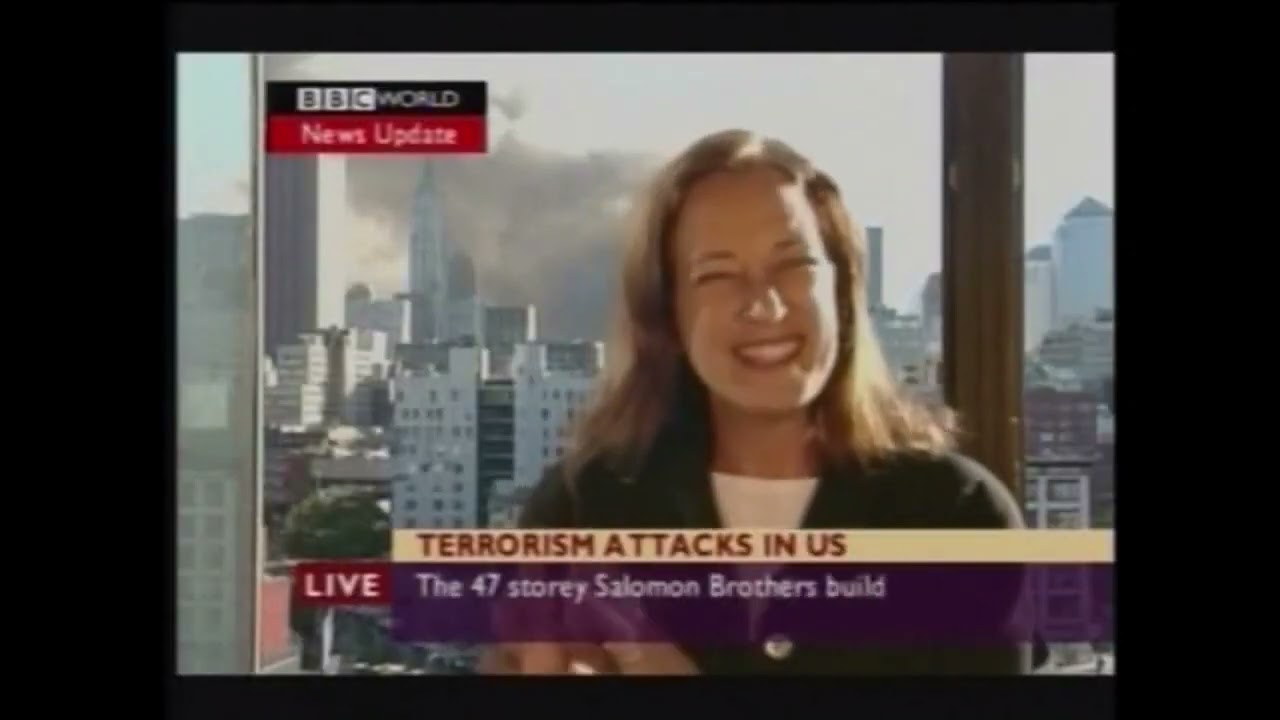 7 World Trade Center still standing while BBC reports collapse and cuts off broadcast