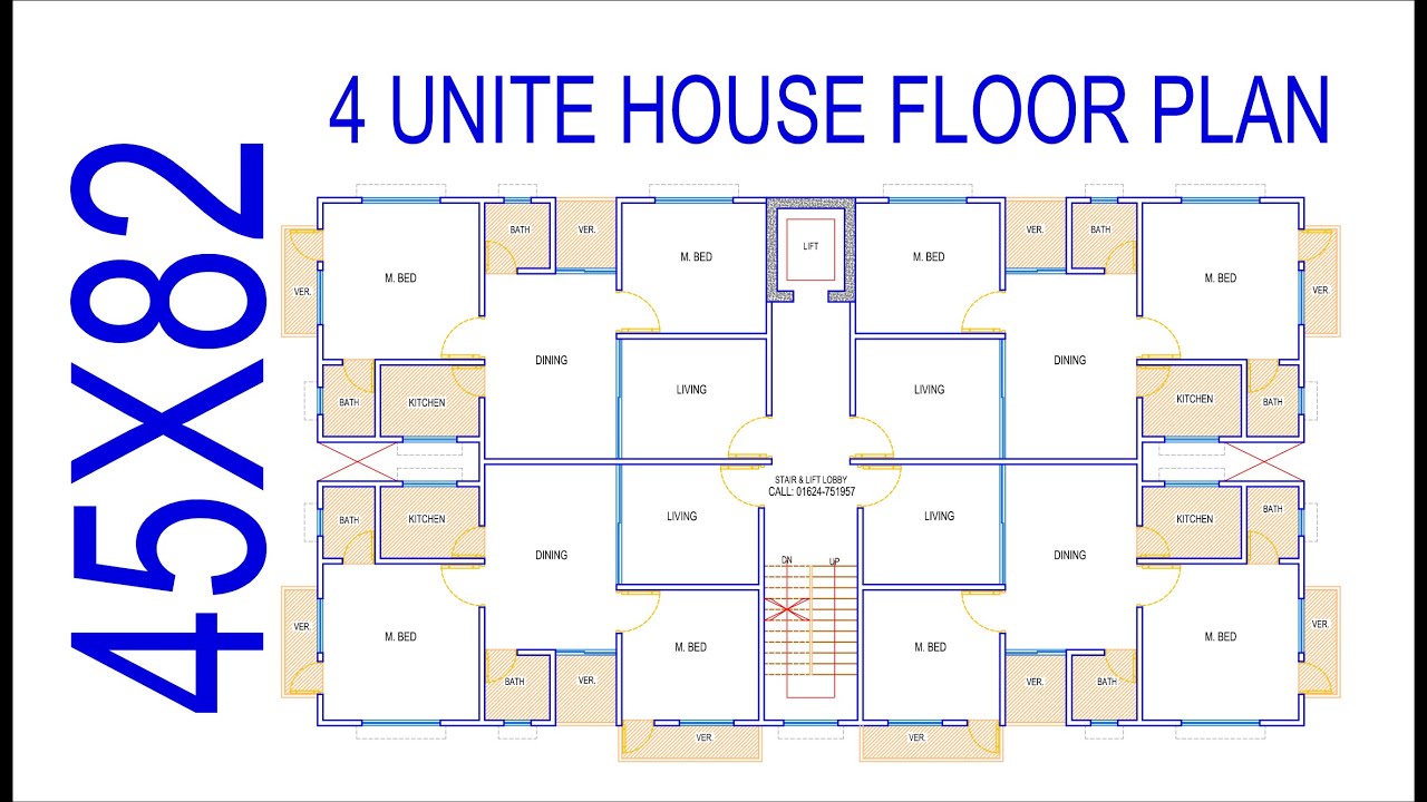 HOUSE PLAN DESIGN | EP 27 | 3700 SQUARE FEET FOUR-UNIT HOUSE PLAN | LAYOUT PLAN