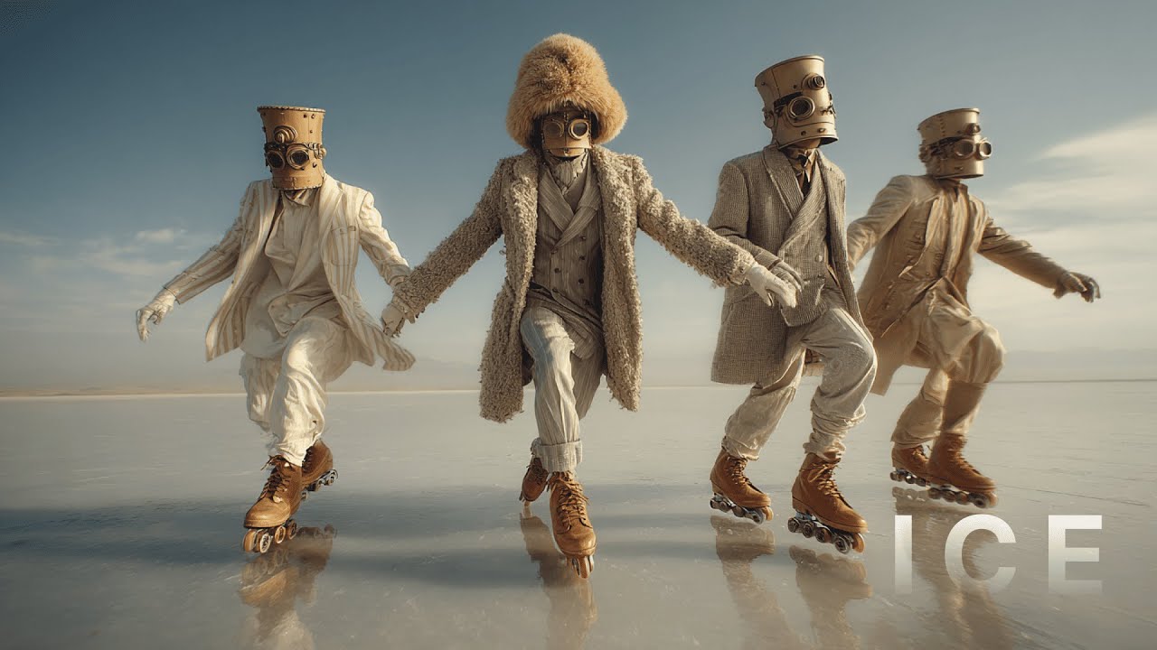 AI Cinematic Video: ICE — Retro Futuristic Ice Skating | Midjourney + Grok + Suno