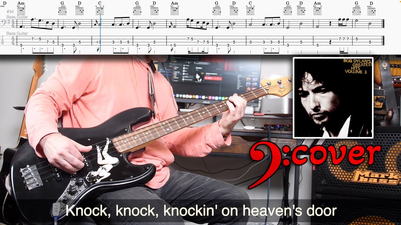 Bob Dylan - Knockin' On Heaven's Door - Bass Cover with Tabs in 4K