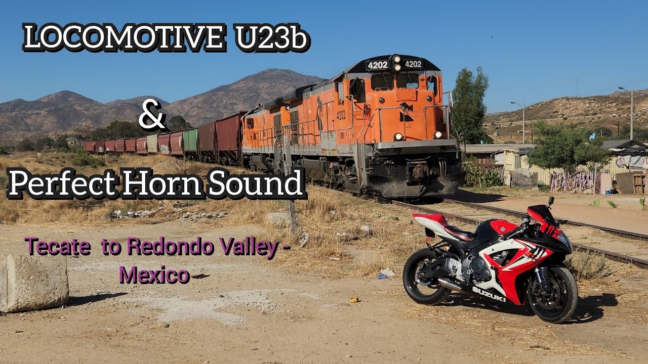Train from Tecate to Valle Redondo -U23b & horn sound - in Mexico