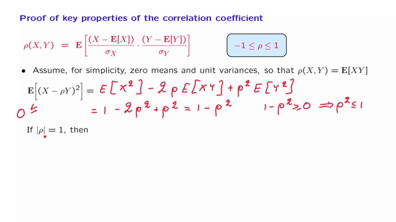 L12.9 Proof of Key Properties of the Correlation Coefficient