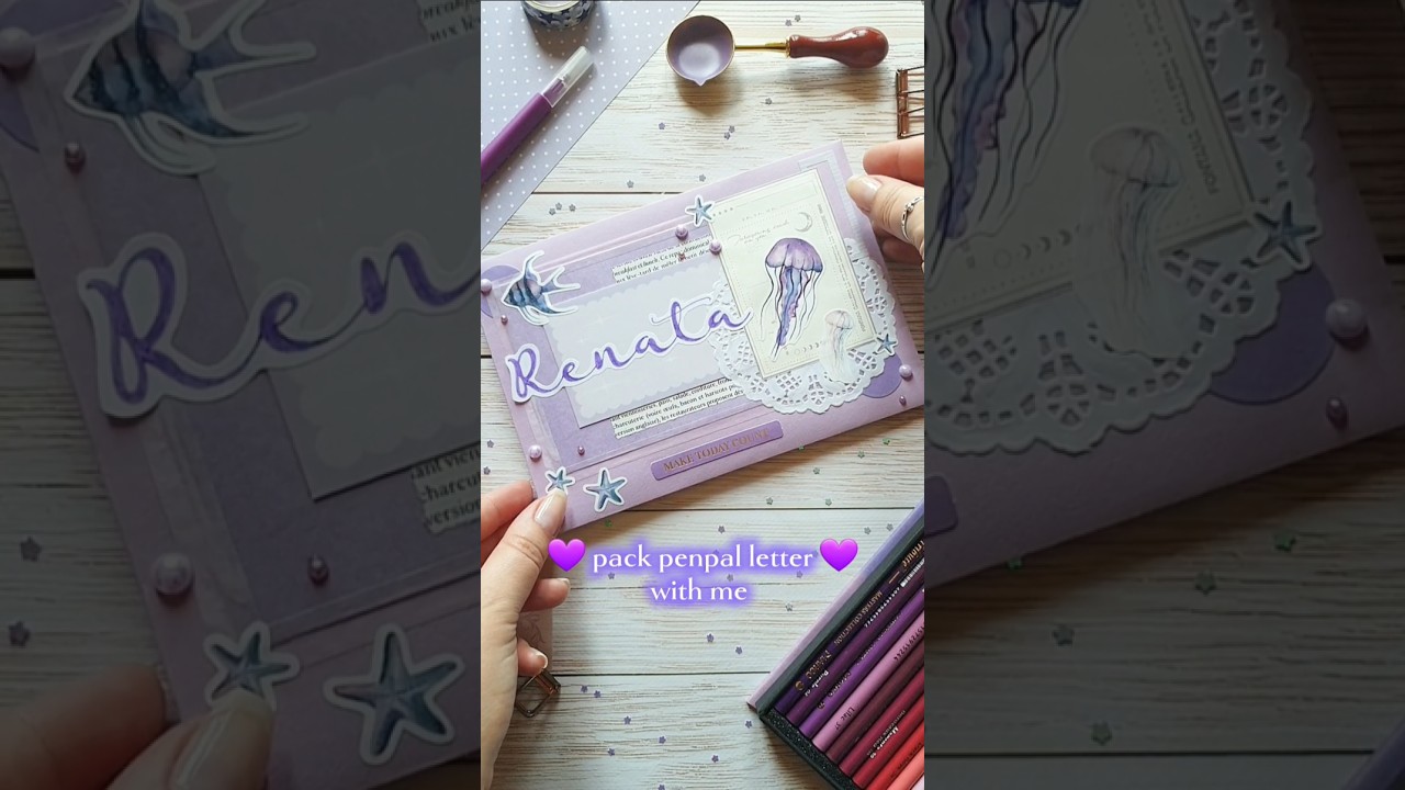 ☆°• pack penpal letter with me | purple jellyfish theme •°☆ 