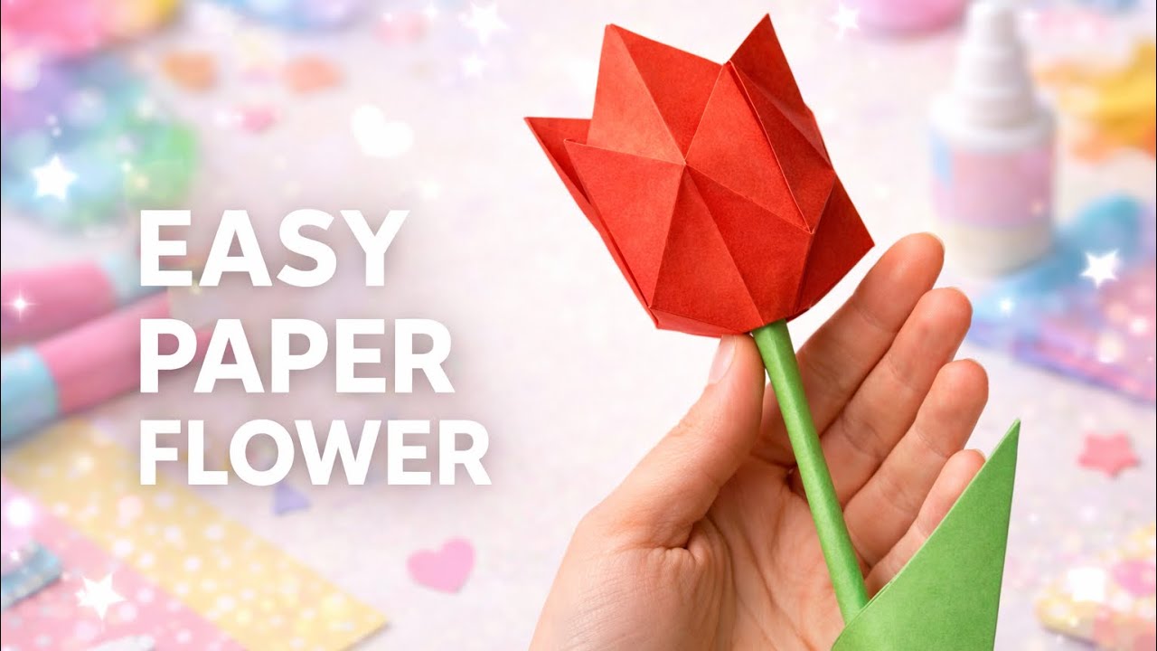 Paper Tulip Flower 🌷 | Easy Origami for Beginners