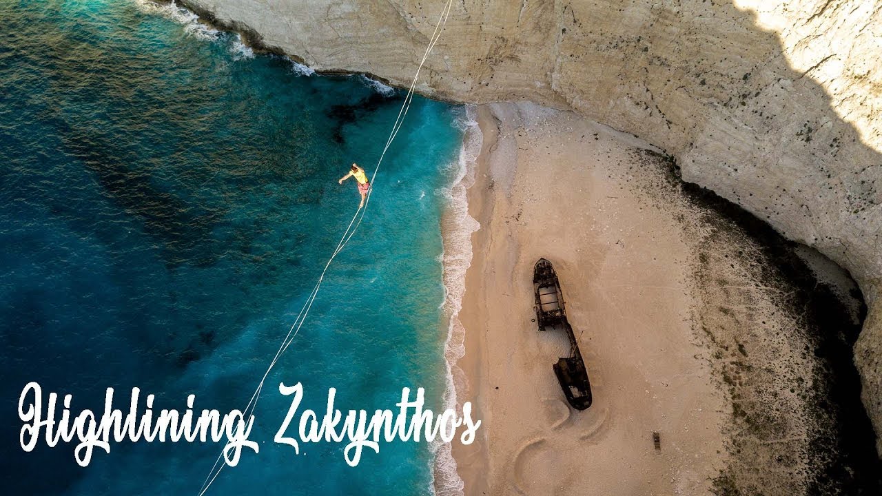 Highlining over Shipwreck! - Greece Zakynthos | Spotlight on Lyell Grunberg