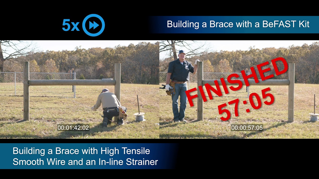 Time-lapse of Fence Brace Building: BeFAST Brace Kit vs. Using an In-Line Strainer & HT Smooth Wire