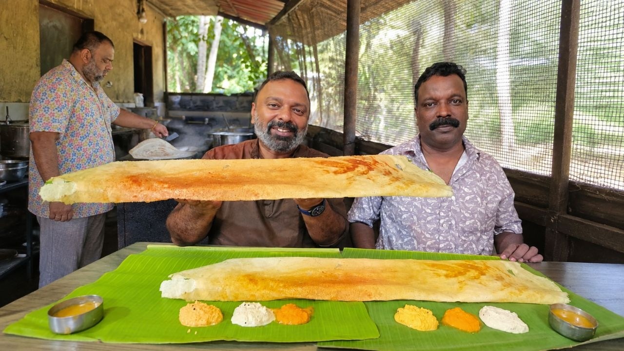 അയ്യപ്പ കഫേയിലെ ക്രിസ്പി മസാല ദോശ | Big Masala Dosa Street Food Experience at Ayyappa Cafe Thrissur