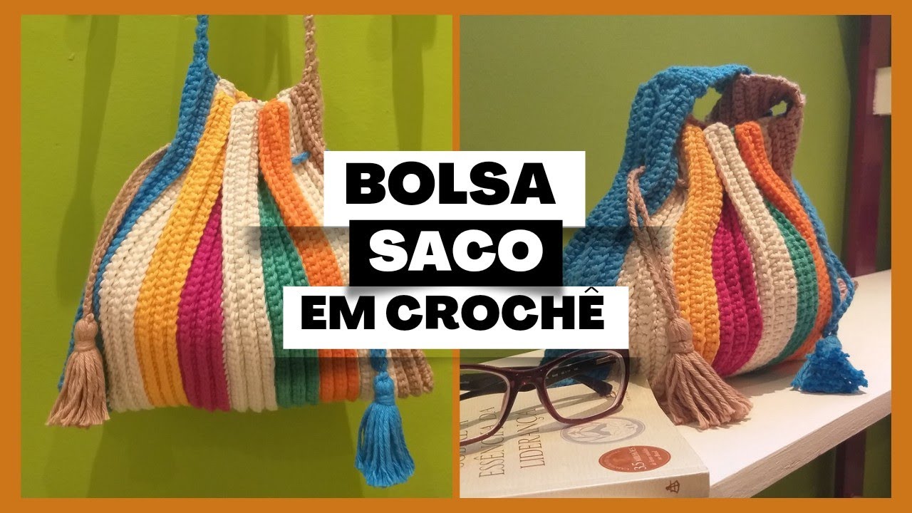 Bolsa Saco em crochê - toda em ponto baixo