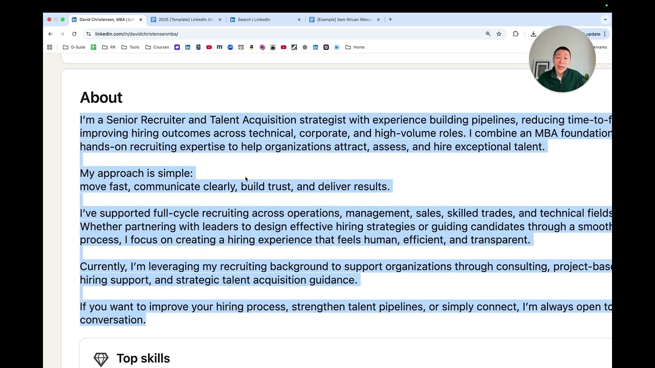 How to Write a LinkedIn Headline and About Section – Example Client LinkedIn Review by Sam Struan