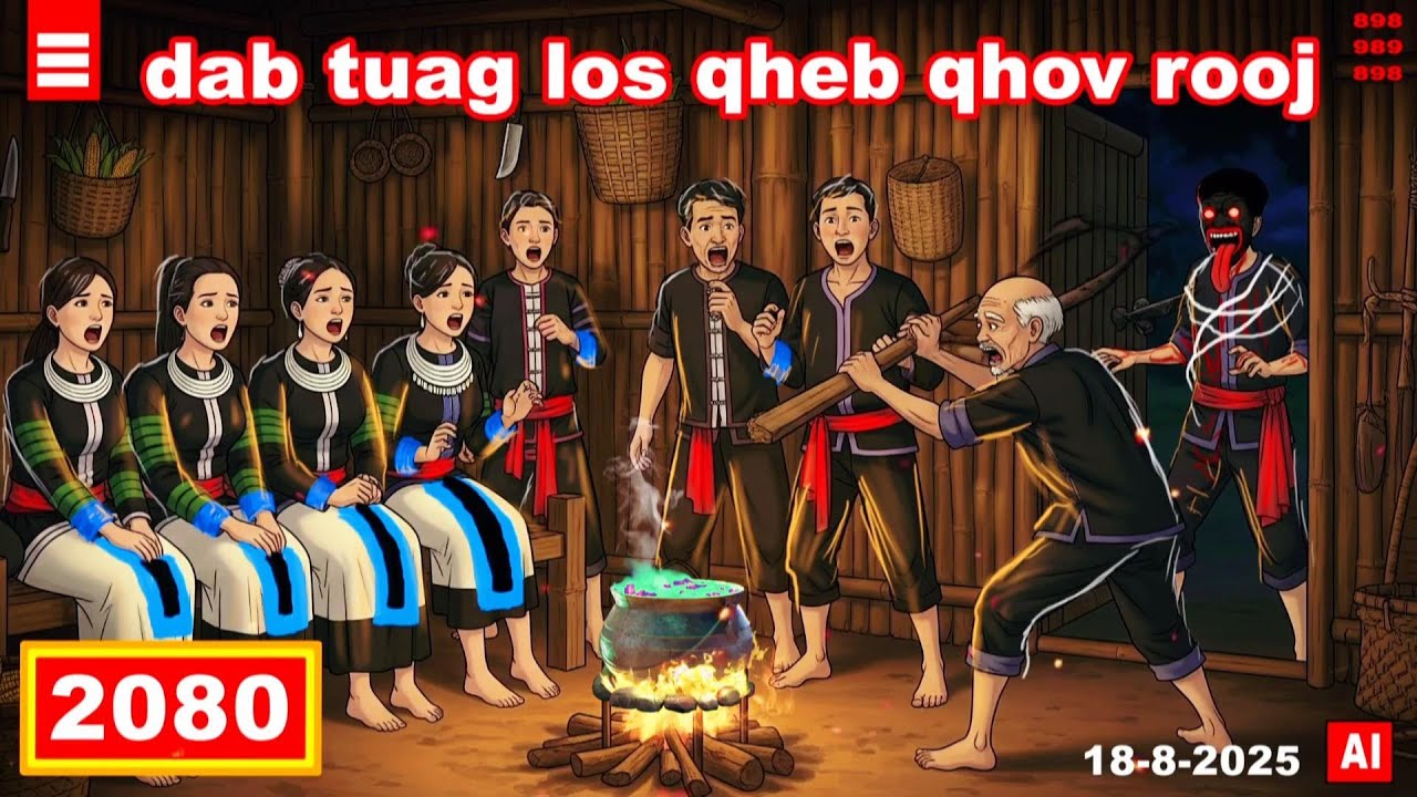 dab hais hmoob - 2080 - 18-8-2025 dab tuag los qheb qhov rooj, ผีมาตอนดึก, Ghosts come at night.