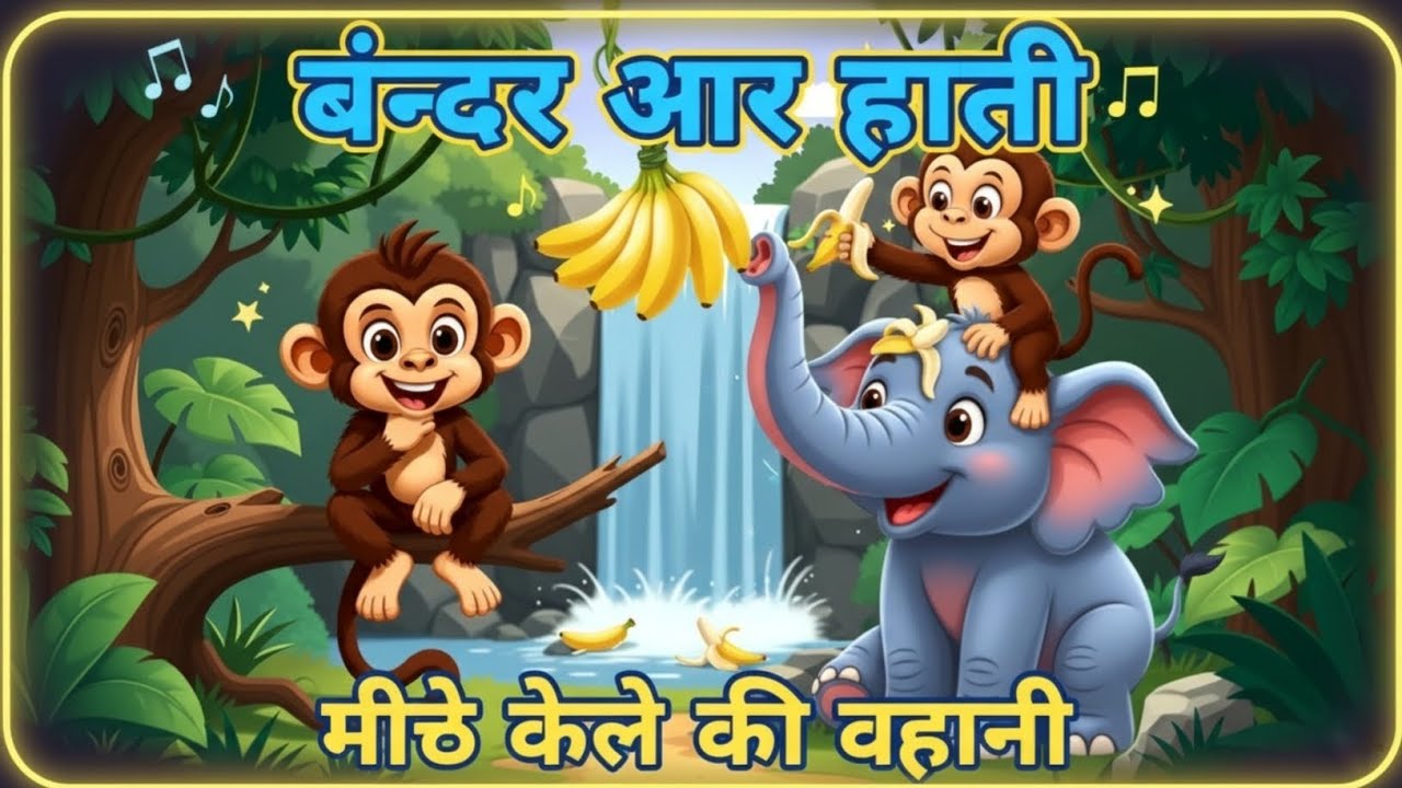 Hua Savera Bandar Jaga 🐒🐘 | Kids Hindi Poem | Bandar aur Haathi Story