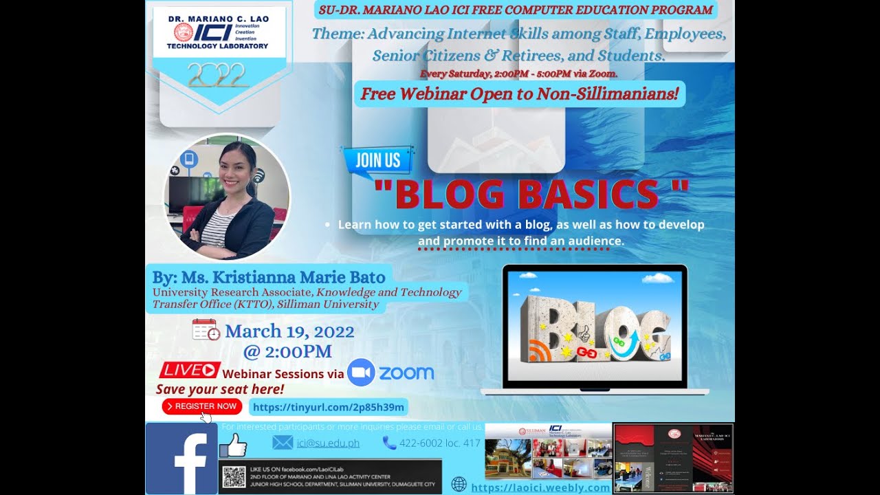 BLOG BASICS - SU-DR.  MARIANO LAO ICI FREE COMPUTER EDUCATION PROGRAM.