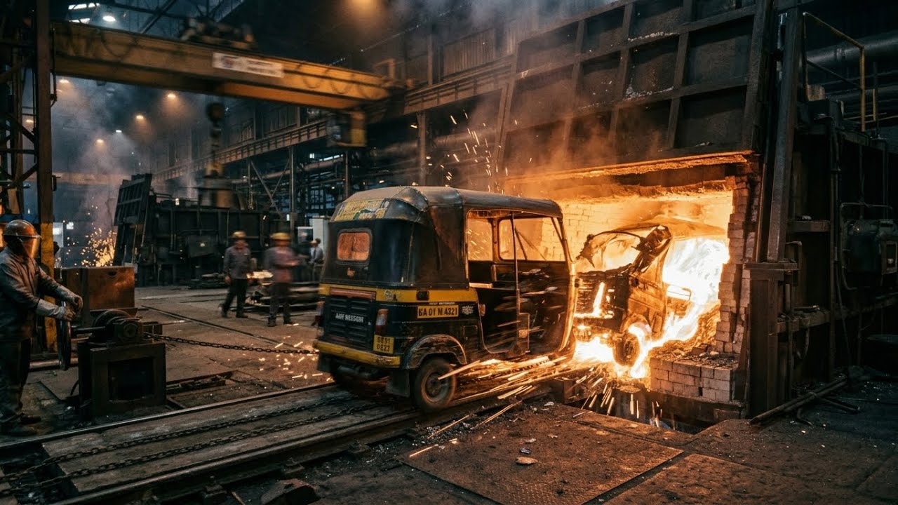 Title: How Millions of Old Auto Rickshaws Are Recycled Into Steel | Mega Recycling Factory