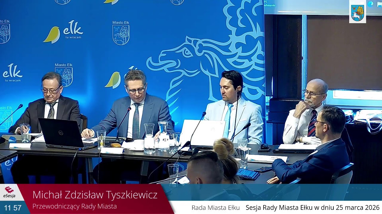 XX Sesja Rady Miasta Ełku w dniu 25 marca 2026r., godz. 09:00.