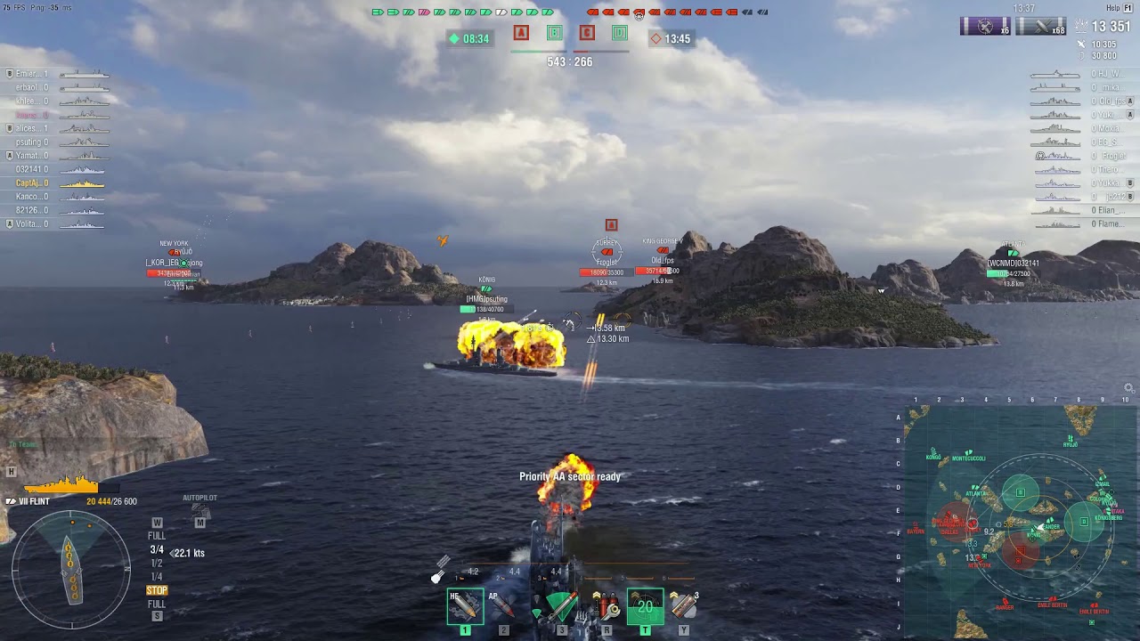 Flint  T7 US Cruiser | 2.2k Base XP, 114k Damage, AA Defence Expert | World of Warships