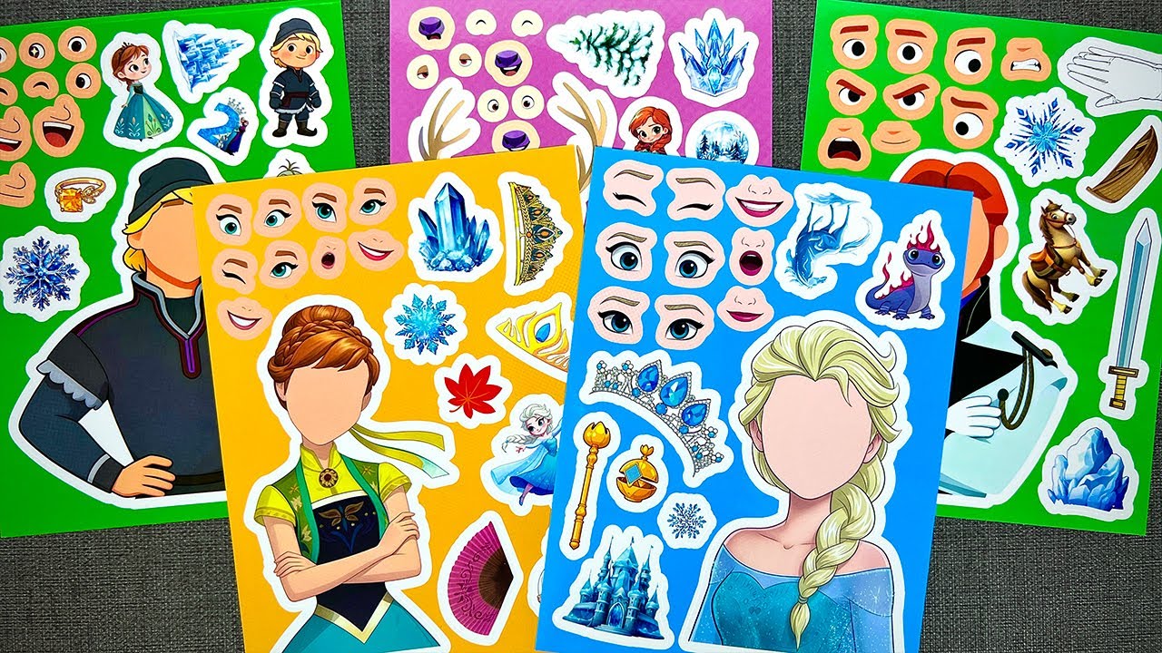 [🌸paper diy🌸] Decorate DISNEY FROZEN Sticker Book Makeover ❄️✨ Elsa, Anna & Olaf | DIY ASMR Paper