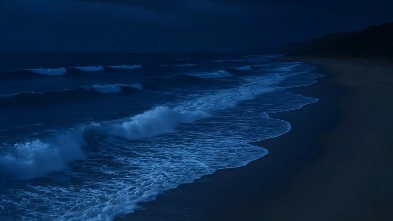 🔴 Ocean Waves for Deep Sleeping | Relaxing Dark Screen Video with Slow Rolling Sea Sounds