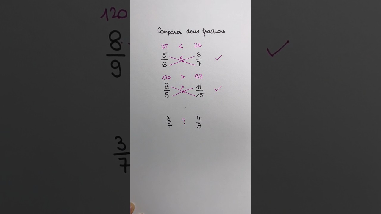 📌Comparer deux fractions rapidement #maths #fraction