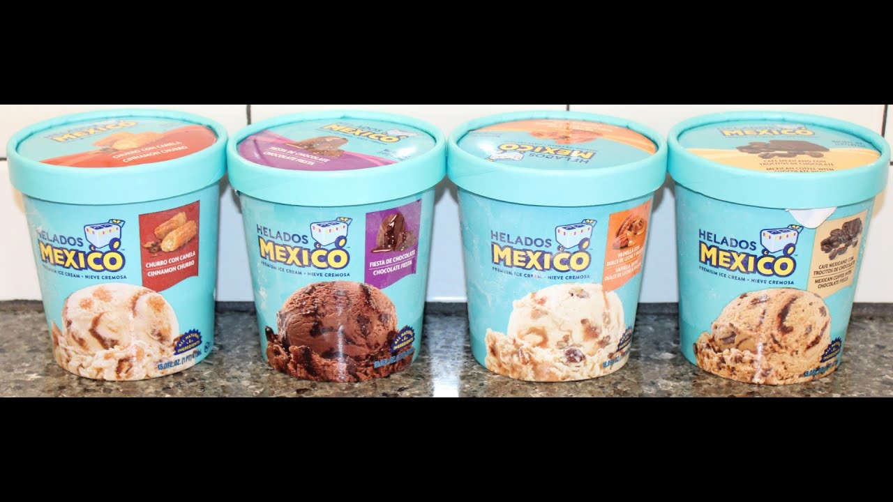 Helados Mexico Ice Cream: Cinnamon Churro, Chocolate, Vanilla/Dulce De Leche/Pecans, Mexican Coffee