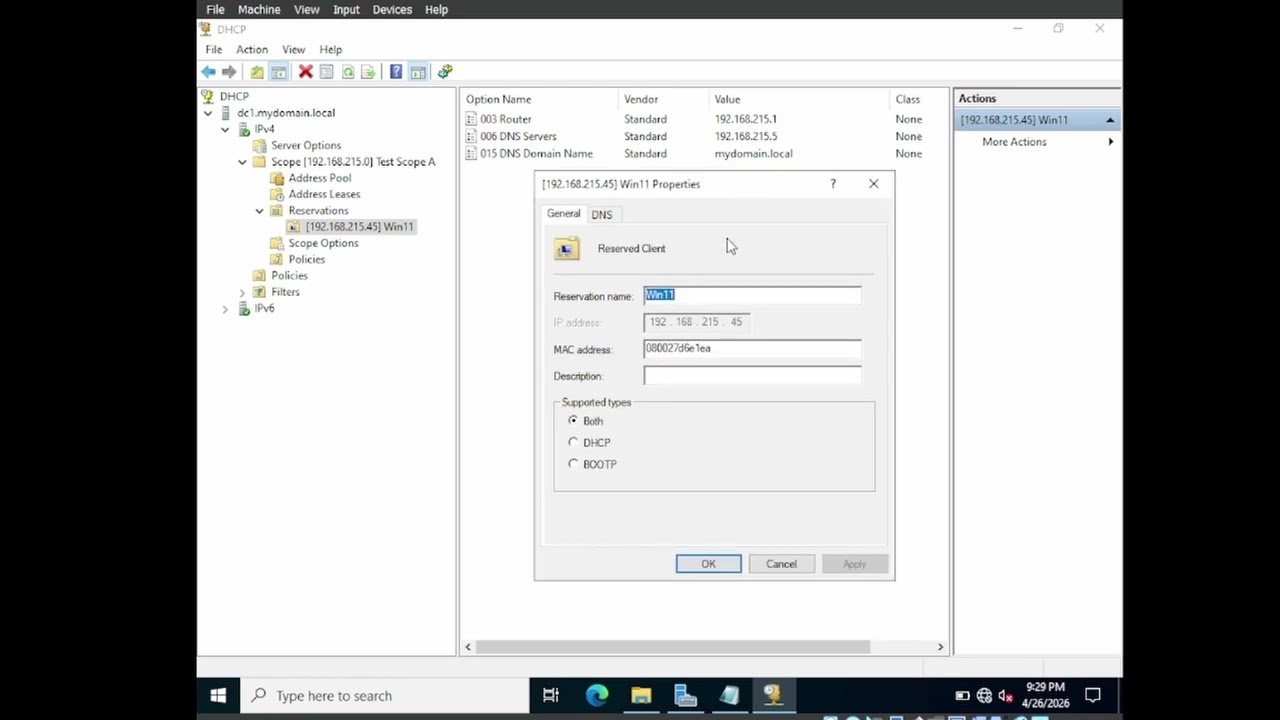 Configure IP reservation on DHCP | Windows server 2022 | Reserve IP for computer