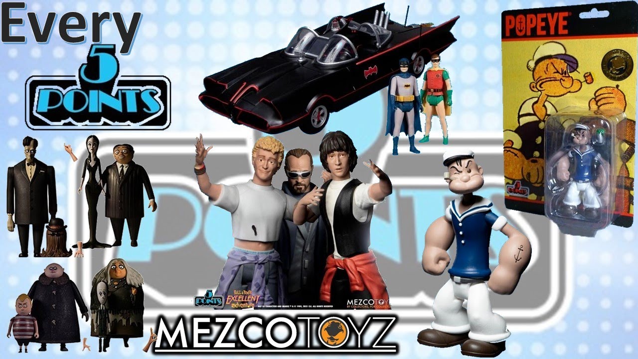 Every Mezco Toys 5points Comparison List 5 Points Batman '66 Popeye Scooby Doo Monsters Adams Family