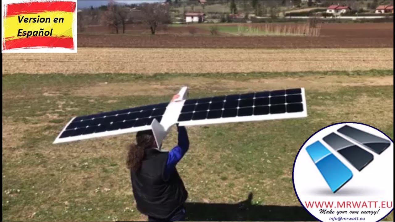 Avion solar RC. 600Km de autonomía sin baterias. Monitoreo de tierra y mar.