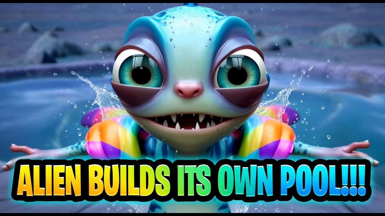 A little Alien saw a swimming pool on Earth… and built his own on the dusty planet! 🌊👽 #alien # pool