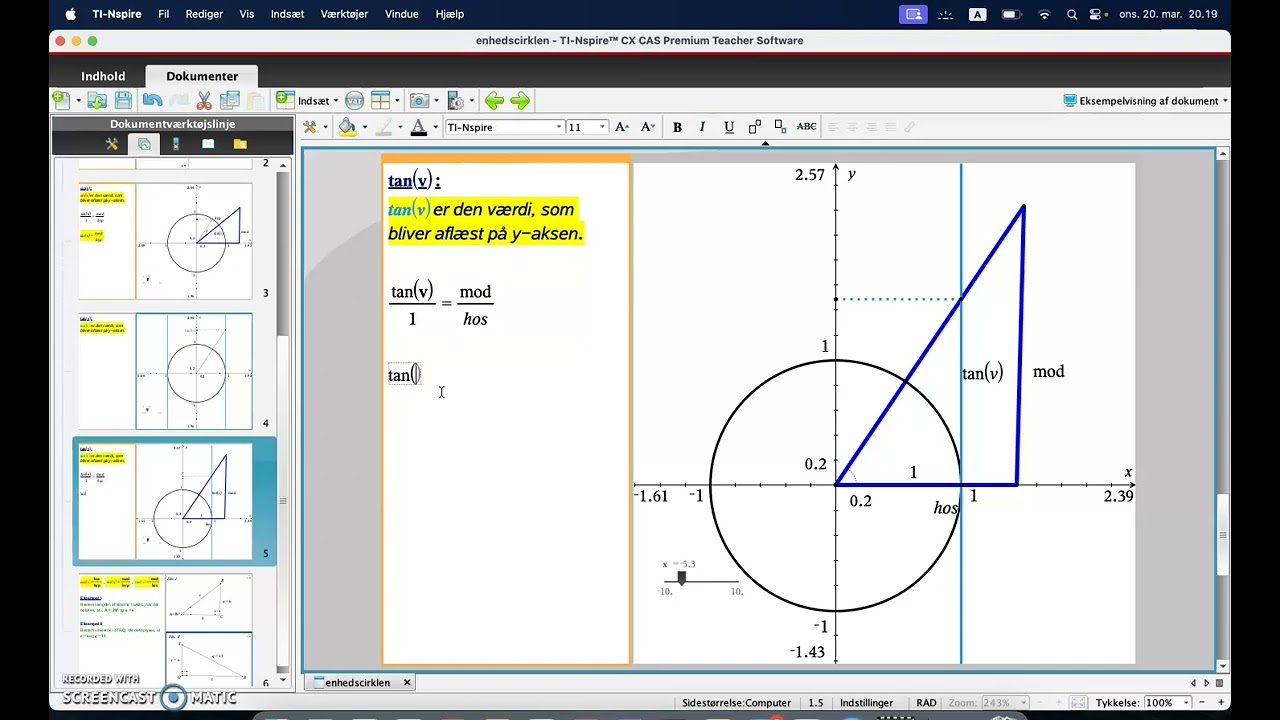 Hvad er cos(v), sin(v) og tan(v)?