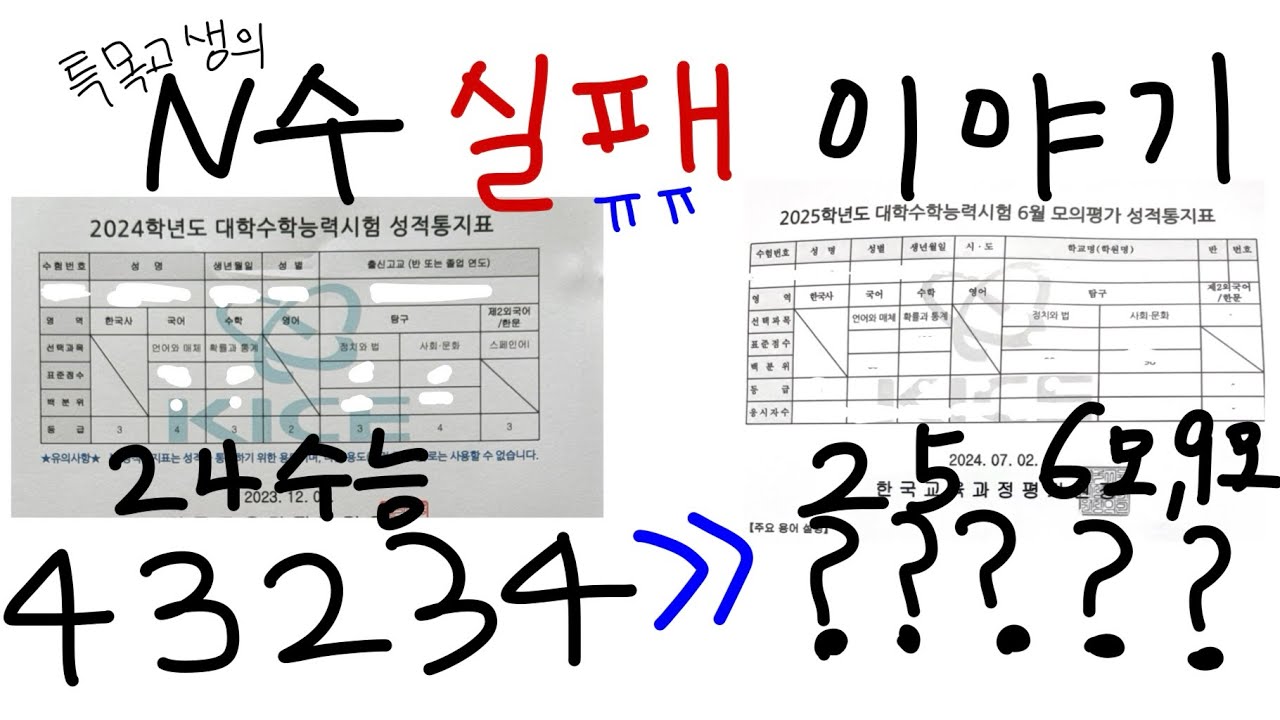 N수 실패; 중학교 전교회장, 특목고 X등급 졸업, 재수 실패까지