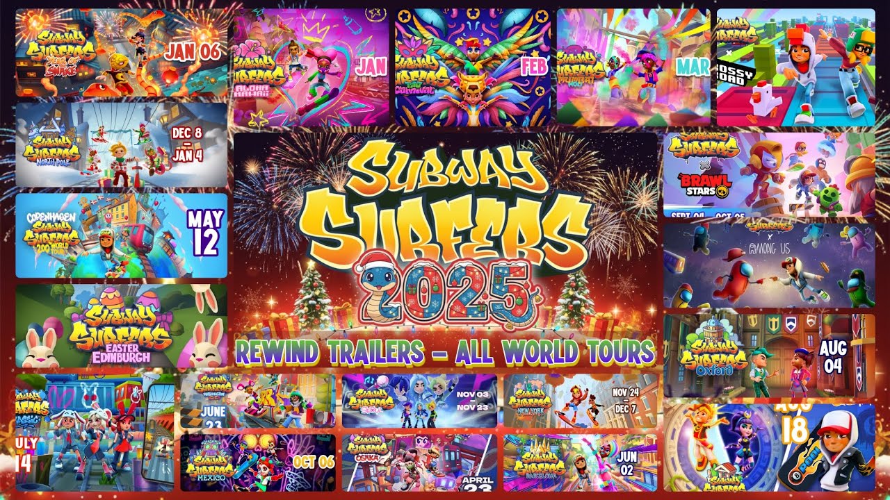 🐍🌍 Subway Surfers 2025: перемотка в этом году — все трейлеры мирового тура! ✨