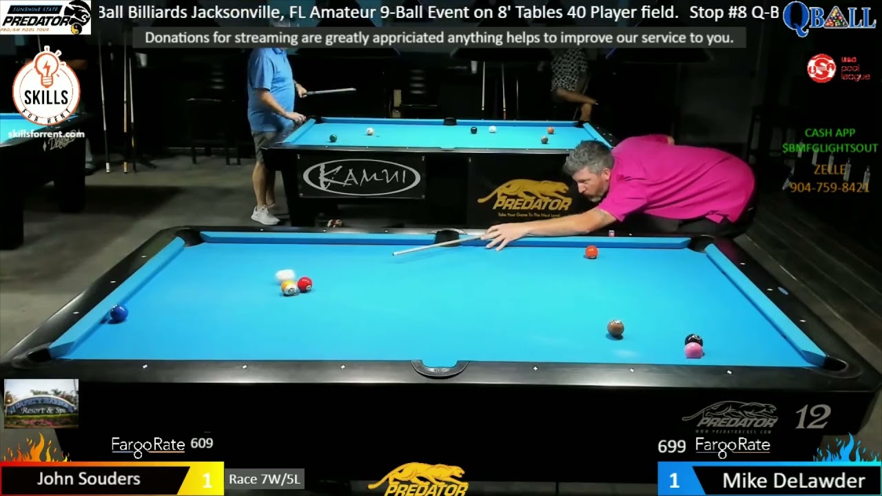 Mike DeLawder vs John Souders | 2021 Q-Ball Billiards Jacksonville, FL Amateur 9-Ball Match 4