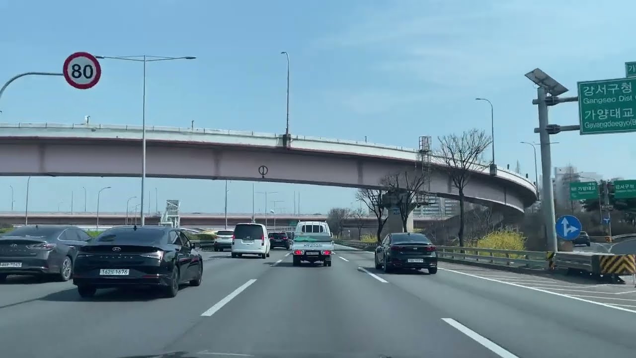 서울 올림픽대로 가양대교 - 분당 정자 주행영상  ASMR Seoul, Korea highway drive 4k60p