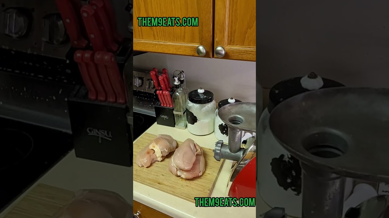 Assemble and use meat grinder. Fresh ground Chicken