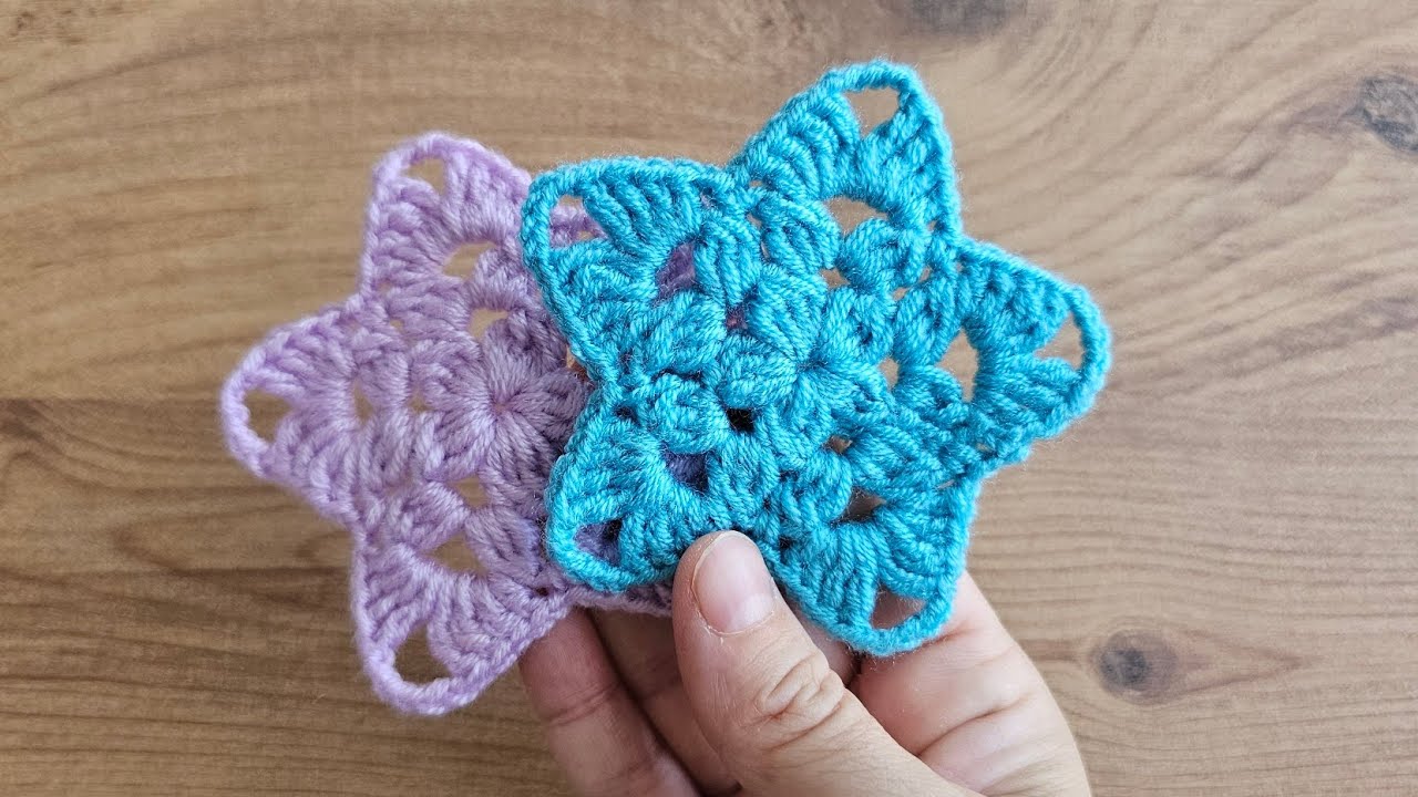 Tığ işi örgü yıldız motifi nasıl örülür⭐️ knitting stars🌟