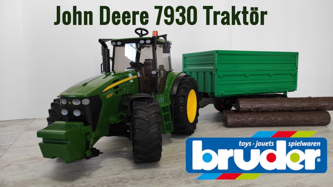 Bruder John Deere 7930 traktör kutu açılışı, incelemesi ve yeşil damperli römork ile kullanımı