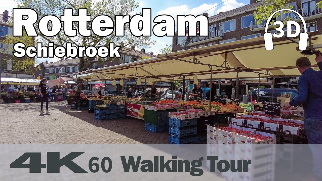 Rotterdam walk - Shopping area and Market ☀️ | Netherlands | 4K60 Walking Tour | Binaural Audio