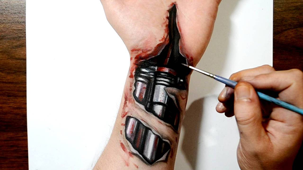 Biomechanical Arm - Cool 3D Trick Art