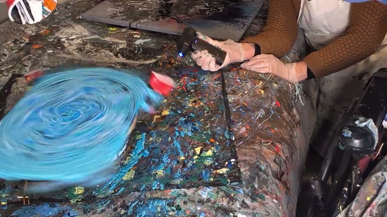 Cerulean Cyclone: #FluidArt #SpinPainting #AbstractArt #SatisfyingArt #PourPaint #ArtProcess #Blue
