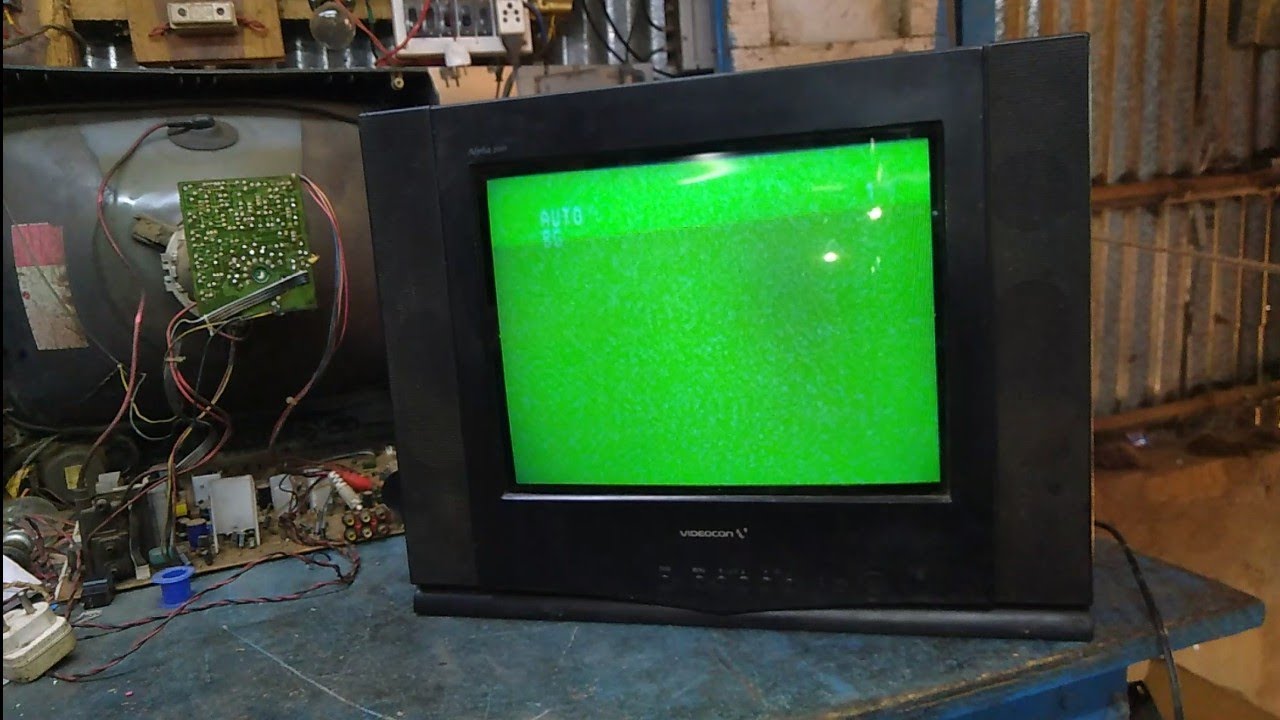 Videocon 15 inch FLATRON CRT TV, green colour hi screen, no picture ,problem repair,