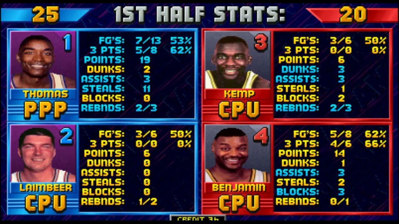NBA Jam: Detroit Pistons Vs Seattle Sonics (MAME) Pistons Season Game 12